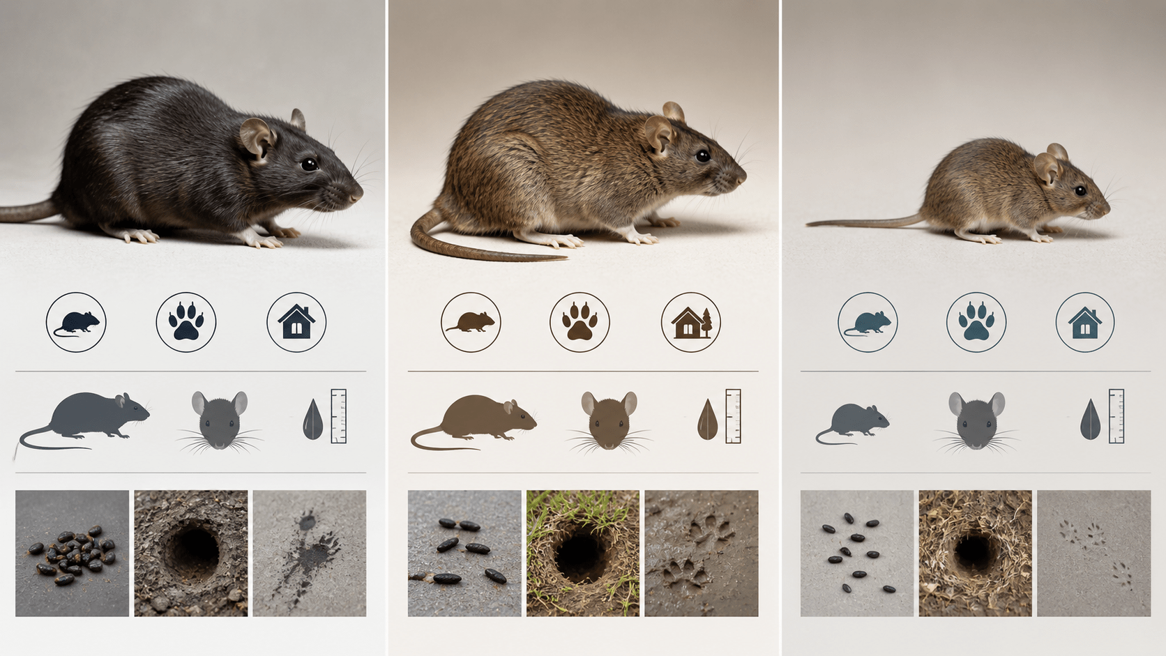 Différents types de rongeurs nuisibles rats et souris