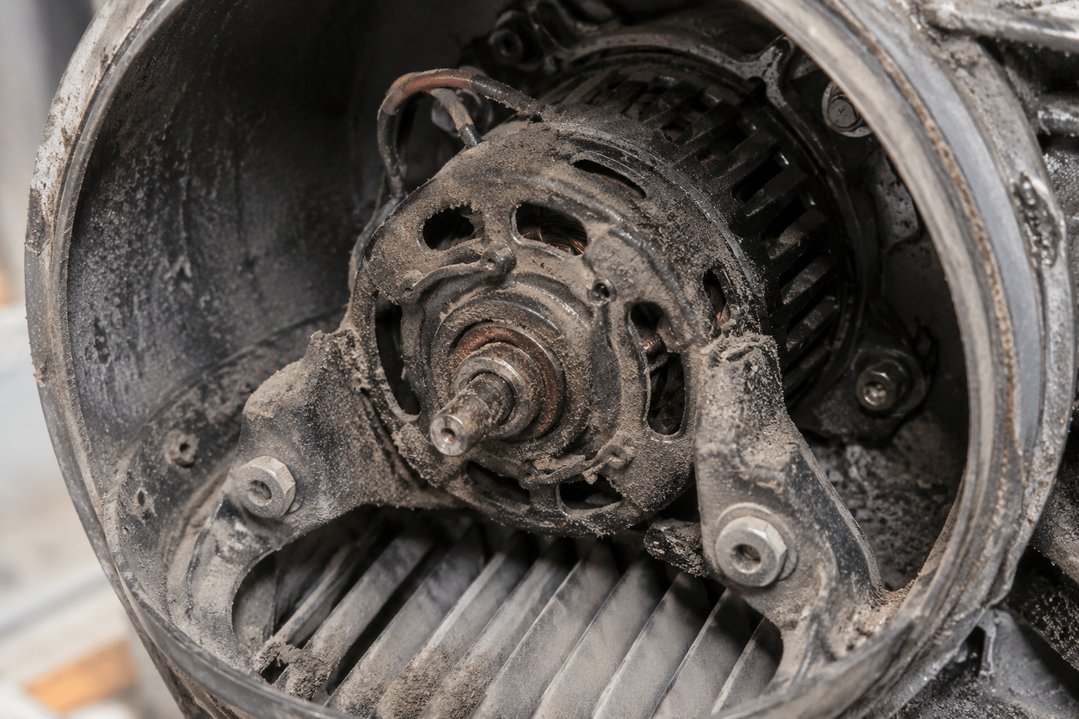 Moteur VMC défaillant avec signes d'usure visible